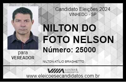 Candidato NILTON DO FOTO NELSON 2024 - VINHEDO - Eleições