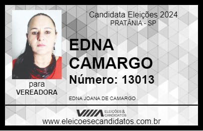 Candidato EDNA CAMARGO 2024 - PRATÂNIA - Eleições