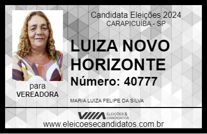 Candidato LUIZA NOVO HORIZONTE 2024 - CARAPICUÍBA - Eleições