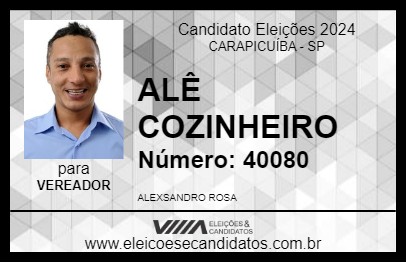 Candidato ALÊ COZINHEIRO 2024 - CARAPICUÍBA - Eleições