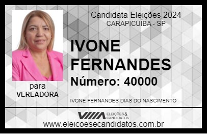 Candidato IVONE FERNANDES 2024 - CARAPICUÍBA - Eleições