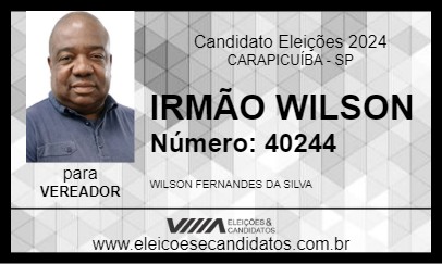 Candidato IRMÃO WILSON 2024 - CARAPICUÍBA - Eleições