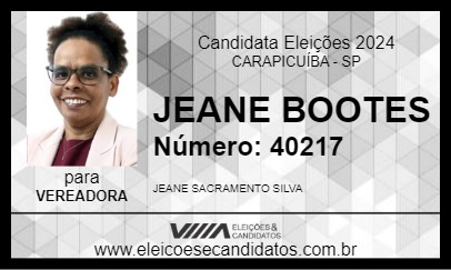 Candidato JEANE BOOTES 2024 - CARAPICUÍBA - Eleições