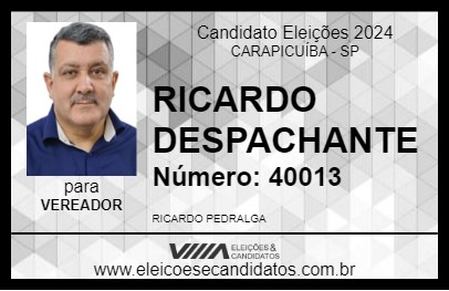 Candidato RICARDO DESPACHANTE 2024 - CARAPICUÍBA - Eleições