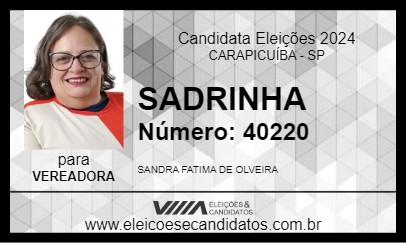 Candidato SANDRINHA 2024 - CARAPICUÍBA - Eleições