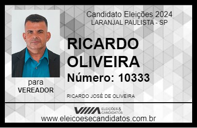 Candidato RICARDO OLIVEIRA 2024 - LARANJAL PAULISTA - Eleições