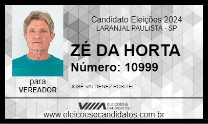 Candidato ZÉ DA HORTA 2024 - LARANJAL PAULISTA - Eleições