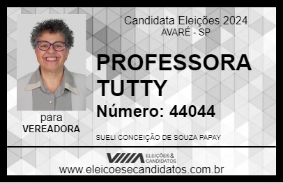 Candidato PROFESSORA TUTTY 2024 - AVARÉ - Eleições