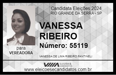 Candidato VANESSA RIBEIRO 2024 - RIO GRANDE DA SERRA - Eleições