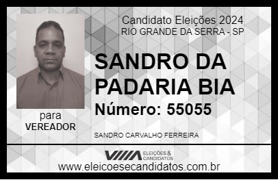 Candidato SANDRO DA PADARIA DA BIA 2024 - RIO GRANDE DA SERRA - Eleições