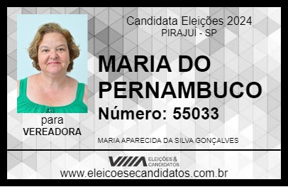 Candidato MARIA DO PERNAMBUCO 2024 - PIRAJUÍ - Eleições