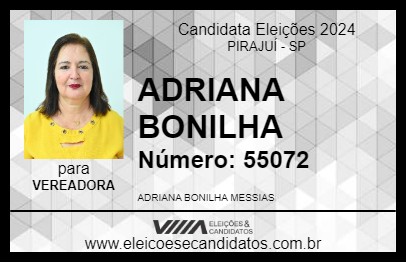 Candidato ADRIANA BONILHA 2024 - PIRAJUÍ - Eleições