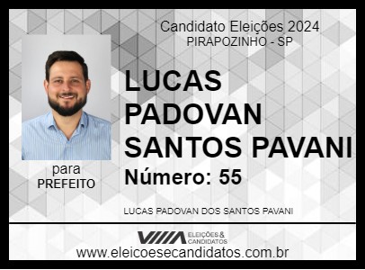 Candidato LUCAS PADOVAN SANTOS PAVANI 2024 - PIRAPOZINHO - Eleições