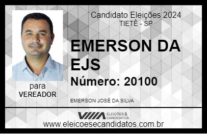 Candidato EMERSON DA EJS 2024 - TIETÊ - Eleições