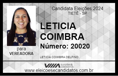 Candidato LETICIA COIMBRA 2024 - TIETÊ - Eleições