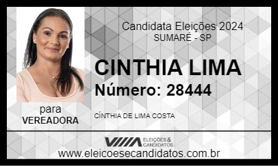 Candidato CINTHIA LIMA 2024 - SUMARÉ - Eleições