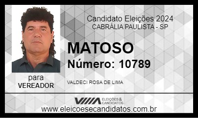 Candidato MATOSO 2024 - CABRÁLIA PAULISTA - Eleições