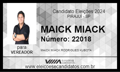 Candidato MAICK MIACK 2024 - PIRAJUÍ - Eleições