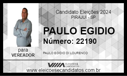 Candidato PAULO EGIDIO 2024 - PIRAJUÍ - Eleições