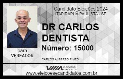 Candidato DR CARLOS DENTISTA 2024 - ITAPIRAPUÃ PAULISTA - Eleições