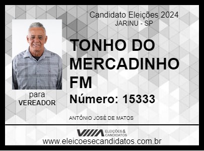 Candidato TONHO DO MERCADINHO FM 2024 - JARINU - Eleições