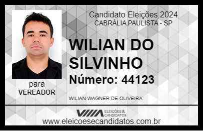 Candidato WILIAN DO SILVINHO 2024 - CABRÁLIA PAULISTA - Eleições