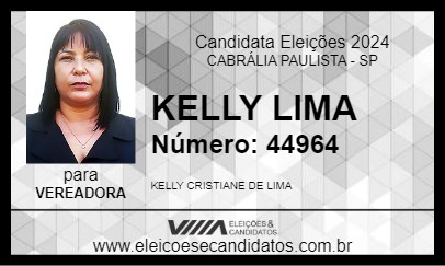 Candidato KELLY LIMA 2024 - CABRÁLIA PAULISTA - Eleições