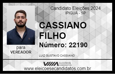 Candidato CASSIANO FILHO 2024 - IPIGUÁ - Eleições