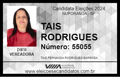 Candidato TAIS RODRIGUES 2024 - NUPORANGA - Eleições