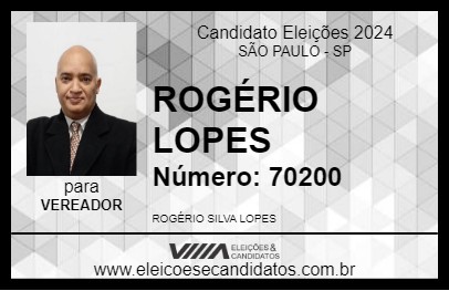 Candidato ROGÉRIO LOPES 2024 - SÃO PAULO - Eleições