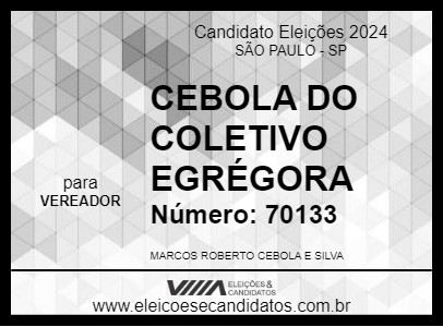 Candidato CEBOLA DO COLETIVO EGRÉGORA 2024 - SÃO PAULO - Eleições