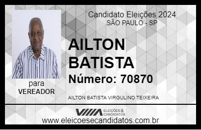 Candidato AILTON BATISTA 2024 - SÃO PAULO - Eleições