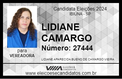 Candidato LIDIANE CAMARGO 2024 - IBIÚNA - Eleições