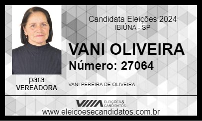 Candidato VANI OLIVEIRA 2024 - IBIÚNA - Eleições