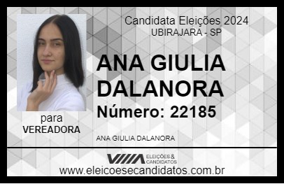 Candidato ANA GIULIA DALANORA 2024 - UBIRAJARA - Eleições