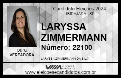 Candidato LARYSSA ZIMMERMANN 2024 - UBIRAJARA - Eleições