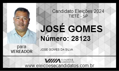 Candidato JOSÉ GOMES 2024 - TIETÊ - Eleições