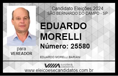 Candidato EDUARDO MORELLI 2024 - SÃO BERNARDO DO CAMPO - Eleições