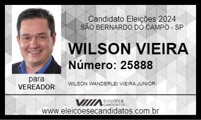 Candidato WILSON VIEIRA 2024 - SÃO BERNARDO DO CAMPO - Eleições