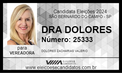 Candidato DRA DOLORES 2024 - SÃO BERNARDO DO CAMPO - Eleições