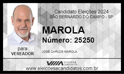 Candidato MAROLA 2024 - SÃO BERNARDO DO CAMPO - Eleições