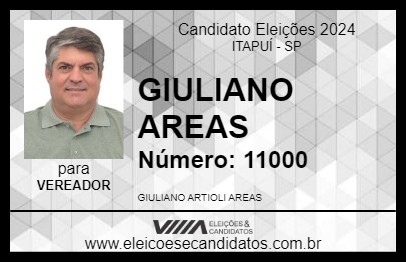 Candidato GIULIANO AREAS 2024 - ITAPUÍ - Eleições