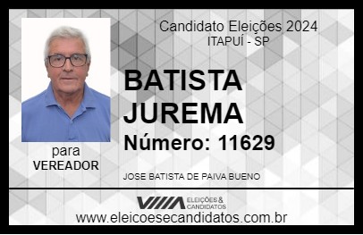 Candidato BATISTA JUREMA 2024 - ITAPUÍ - Eleições