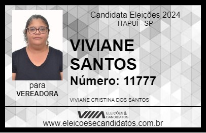 Candidato VIVIANE SANTOS 2024 - ITAPUÍ - Eleições