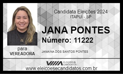 Candidato JANA PONTES 2024 - ITAPUÍ - Eleições