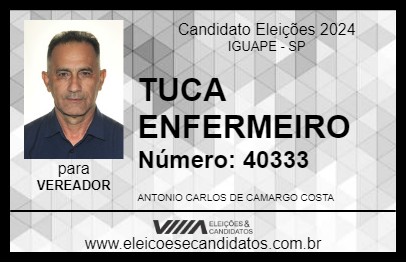 Candidato TUCA ENFERMEIRO 2024 - IGUAPE - Eleições