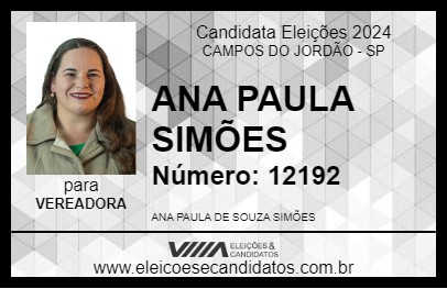 Candidato ANA PAULA SIMÕES 2024 - CAMPOS DO JORDÃO - Eleições