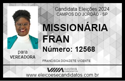 Candidato MISSIONÁRIA FRAN 2024 - CAMPOS DO JORDÃO - Eleições