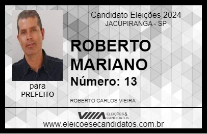 Candidato ROBERTO MARIANO 2024 - JACUPIRANGA - Eleições