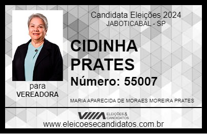 Candidato CIDINHA PRATES 2024 - JABOTICABAL - Eleições